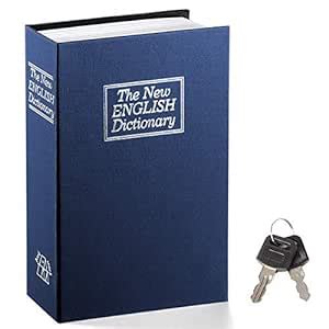 navy metal lock box|Book Safe with Key Lock – Jssmst Home Dictionary Diversion .